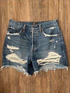 Abercrombie & Fitch Ripped High Rise Denim Shorts